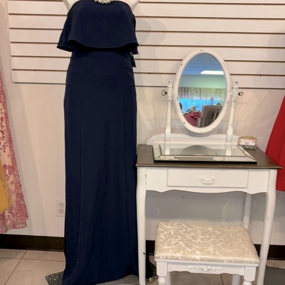 Show Me Your Mumu Weddings ~ Monaco Ruffle Gown in Rich Navy Crepe - Picture 3 of 12